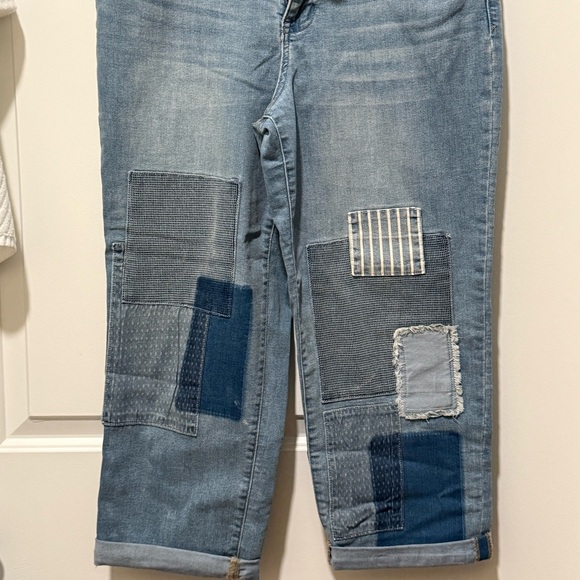 LOGO Lavish Indigo Slim Patchwork Boyfriend Jeans - Picture 4 of 9